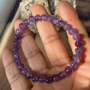 Bracelet Natural Amethyst Bead Bangle (stretchable)